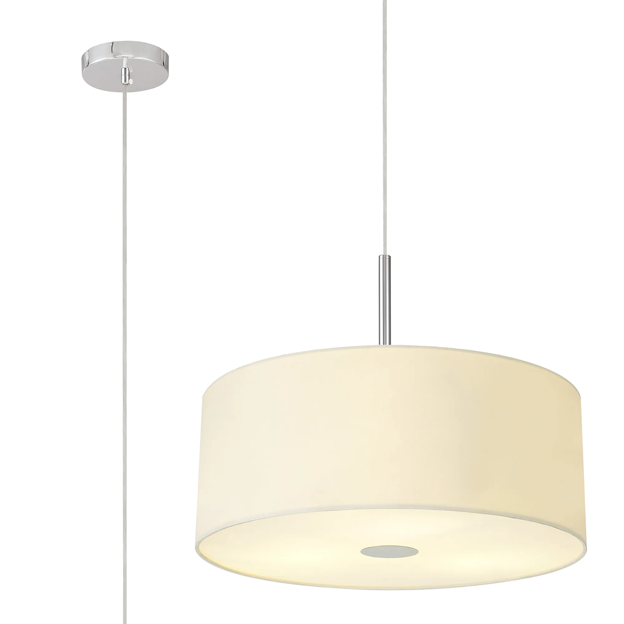 DK0343  Baymont 50cm 3 Light Pendant Polished Chrome, Ivory Pearl, Frosted Diffuser